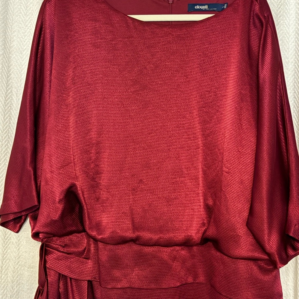 Wine Color Textured Dress - Picture 2 of 3